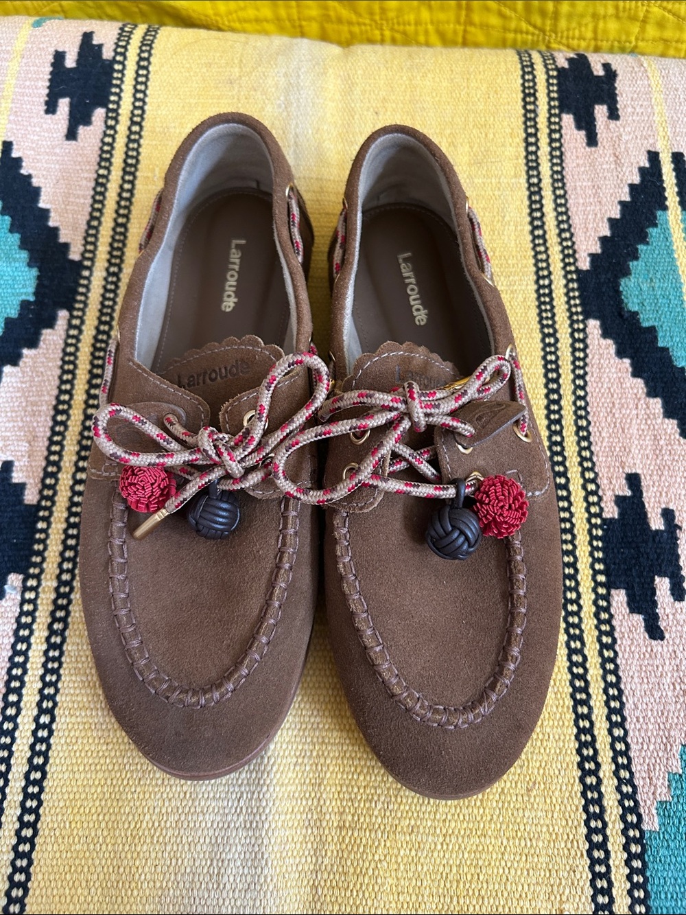 Larroude Brown Suede Boat Shoes. Size 7.5